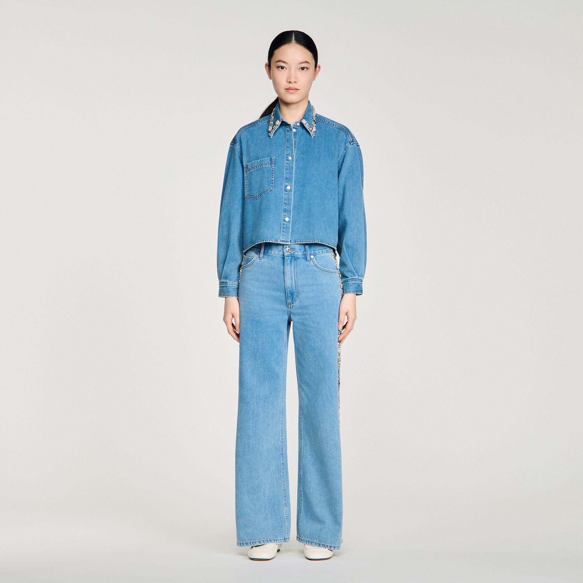 Chemise en jean strassée