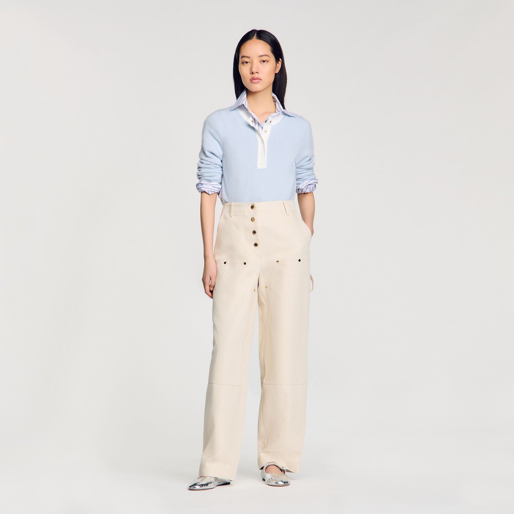 Pull bicolore en laine et cachemire 