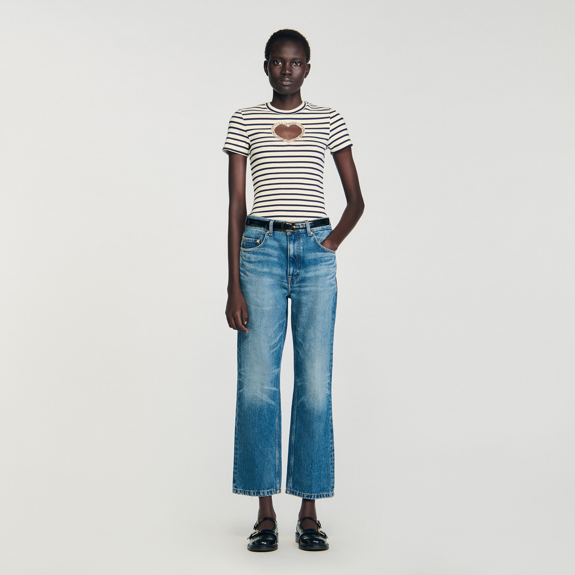 T-shirt cœur strassé