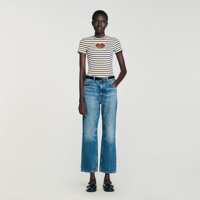 T-shirt cœur strassé