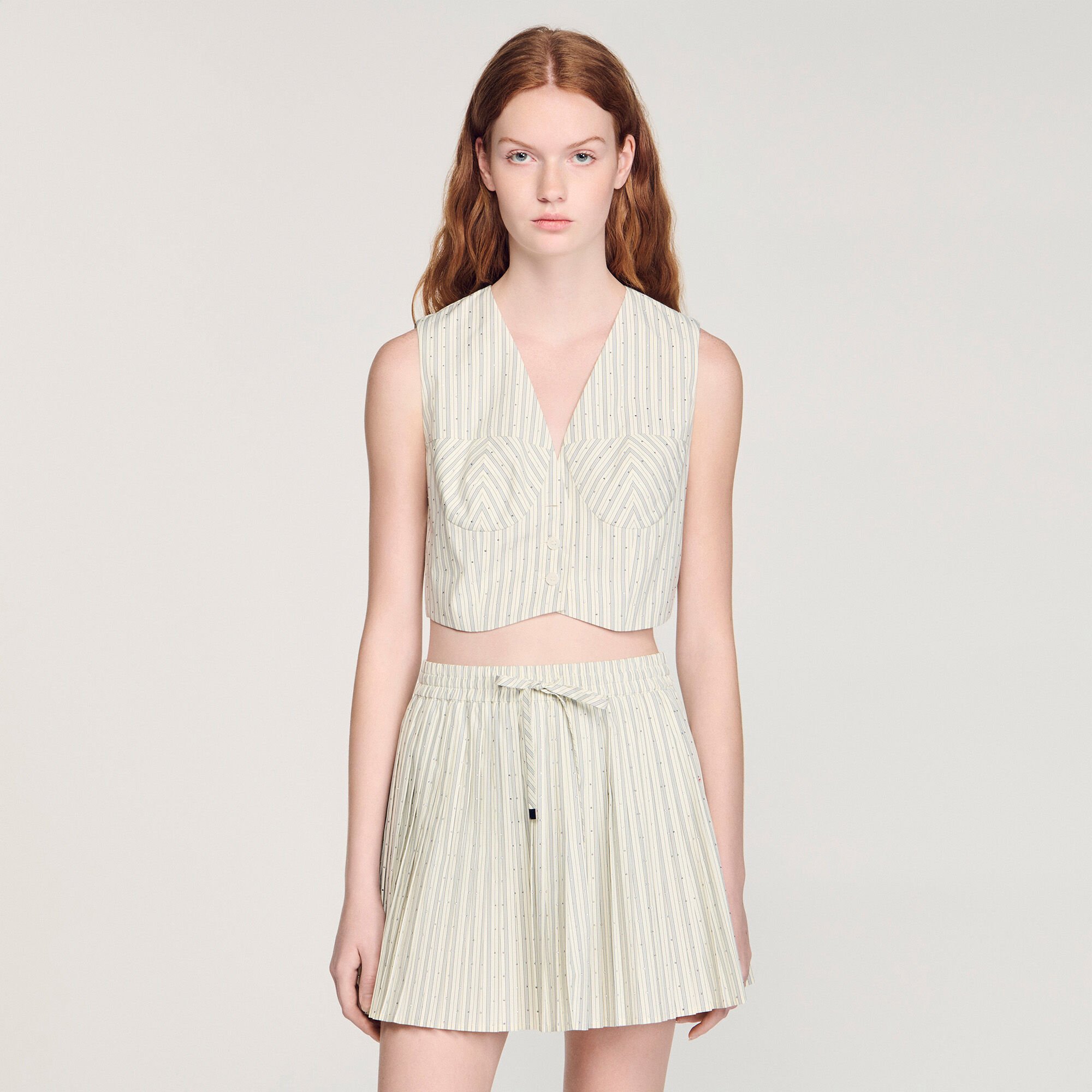 Top court strassé à rayures