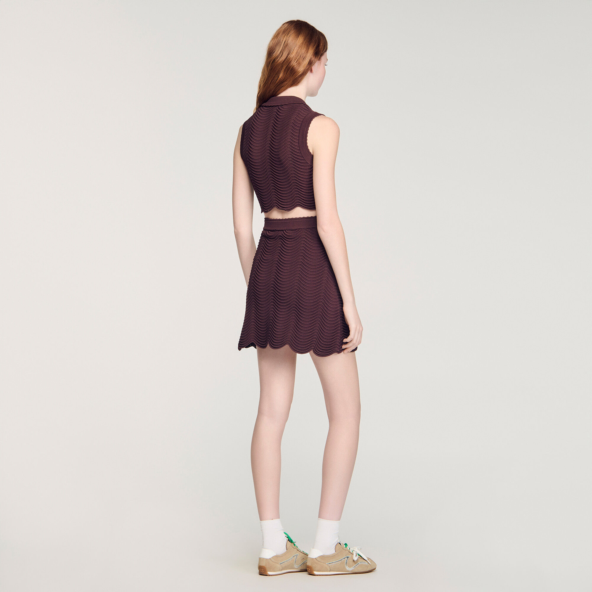 Top court en maille fantaisie