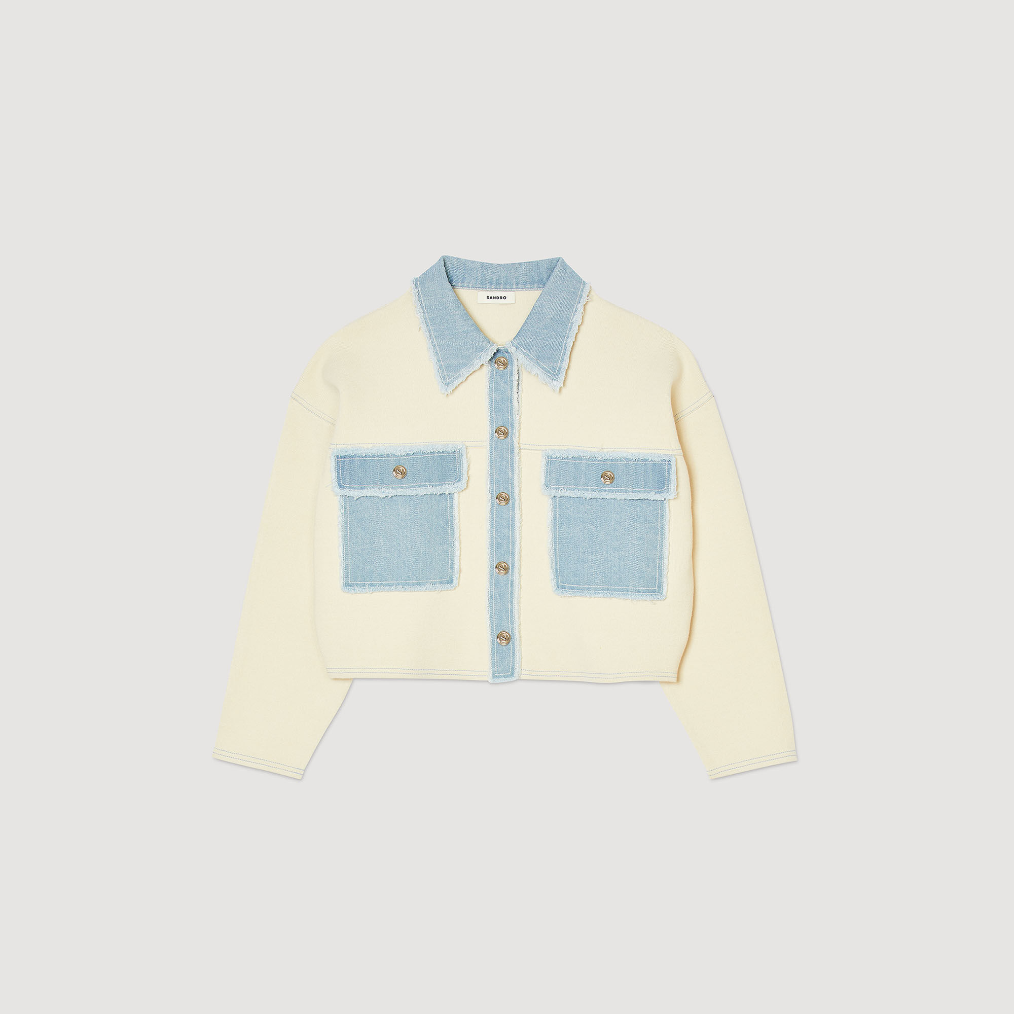 Cardigan avec empiècements en jean