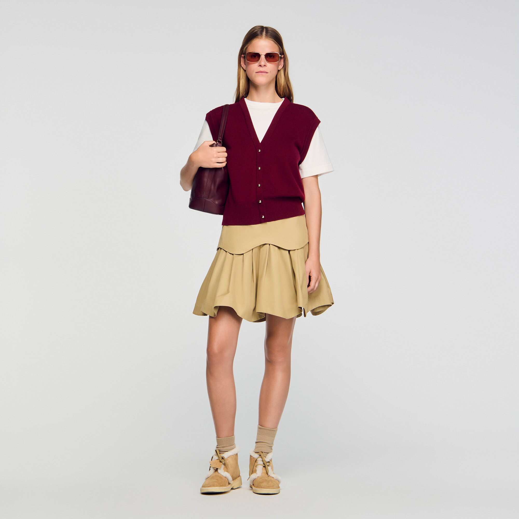Pull bicolore en laine et cachemire 