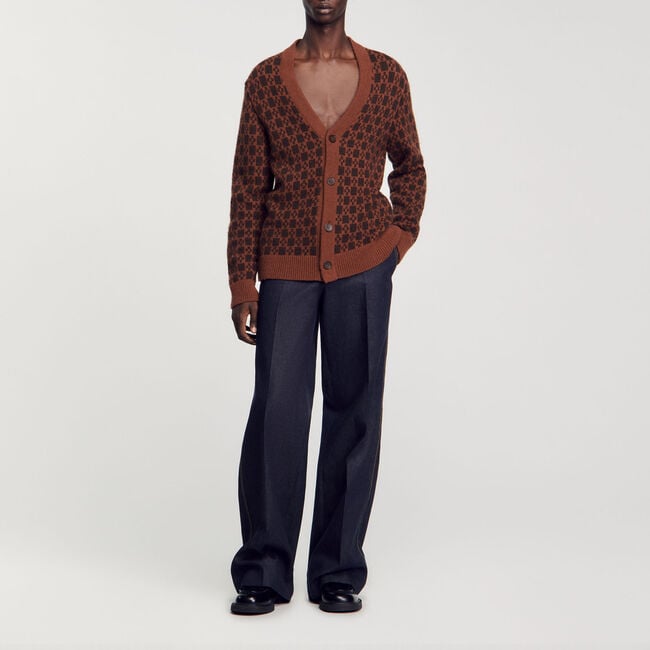 Cardigan jacquard square cross