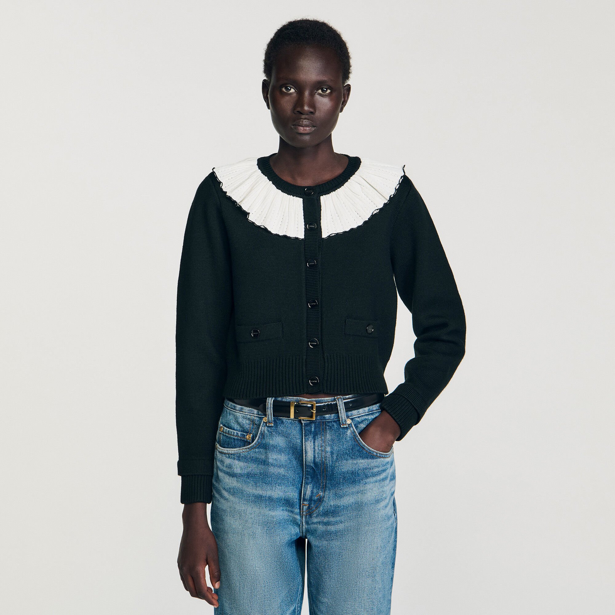 Cardigan à col contrasté