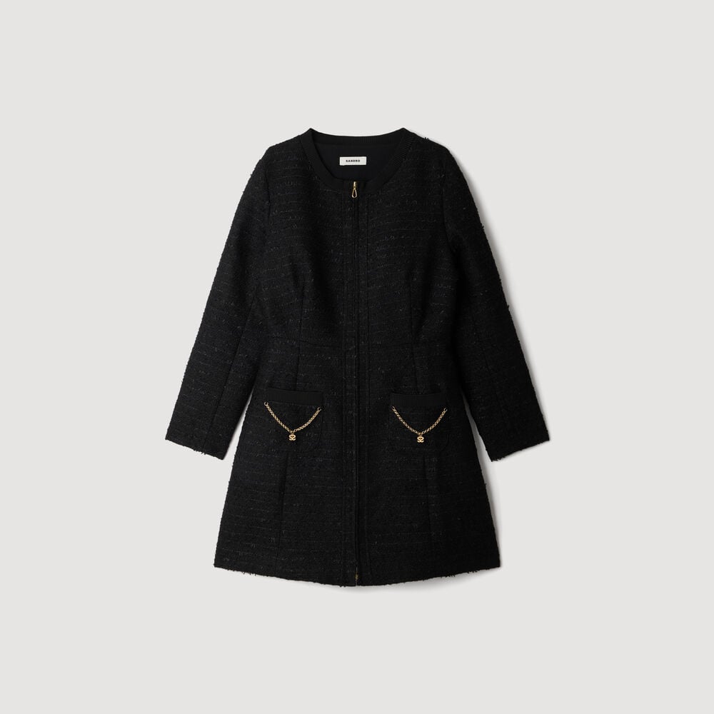 Sandro Vestido corto con cadena metálica – Negro – vista 6