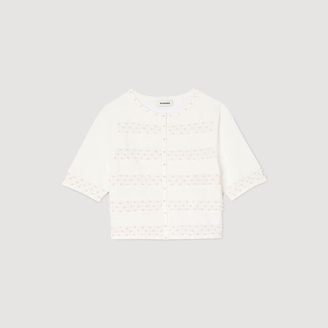 Cardigan court perlé