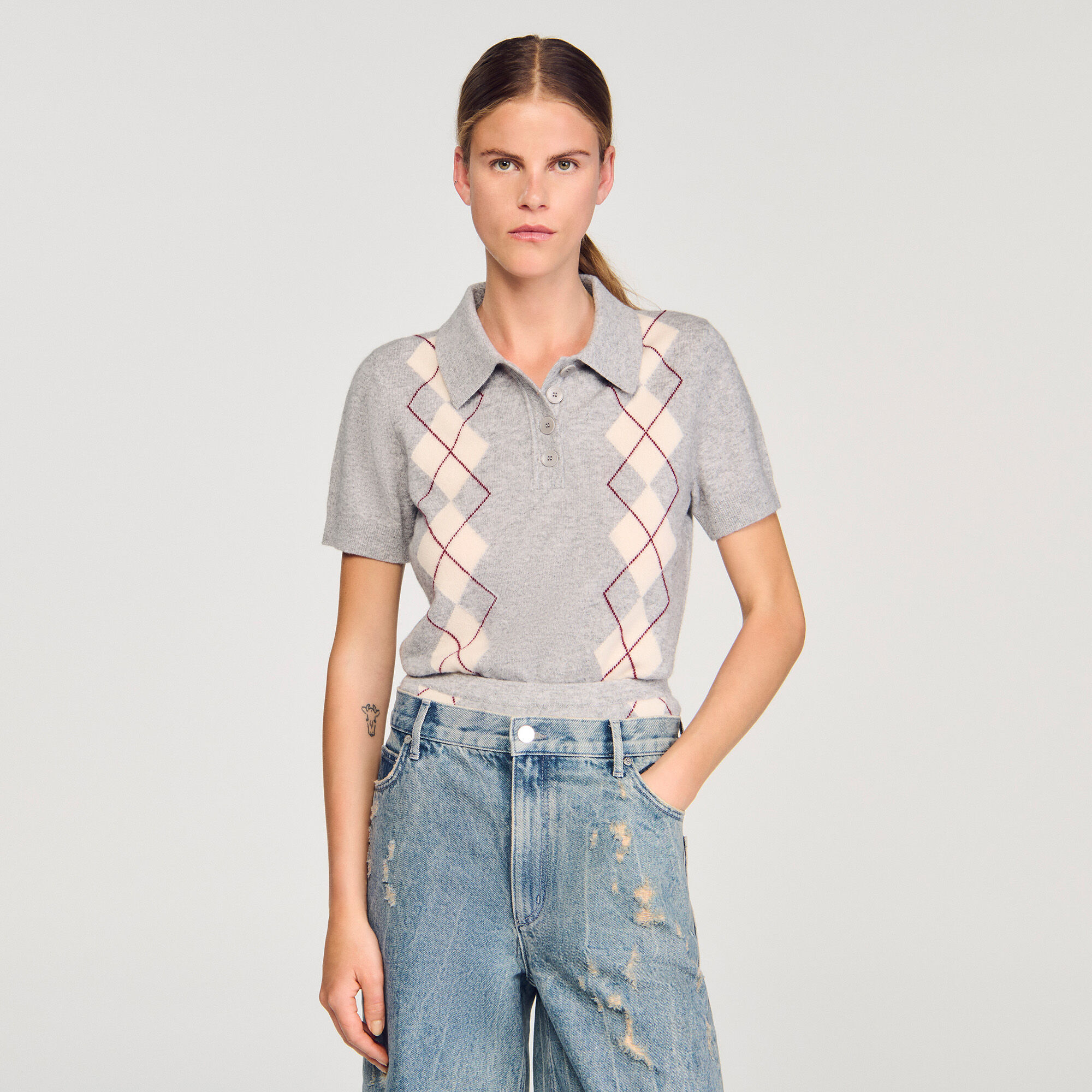 Pull à losanges et col polo