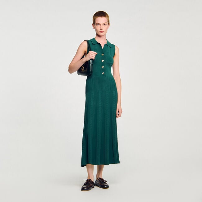 Robe en maille à col polo