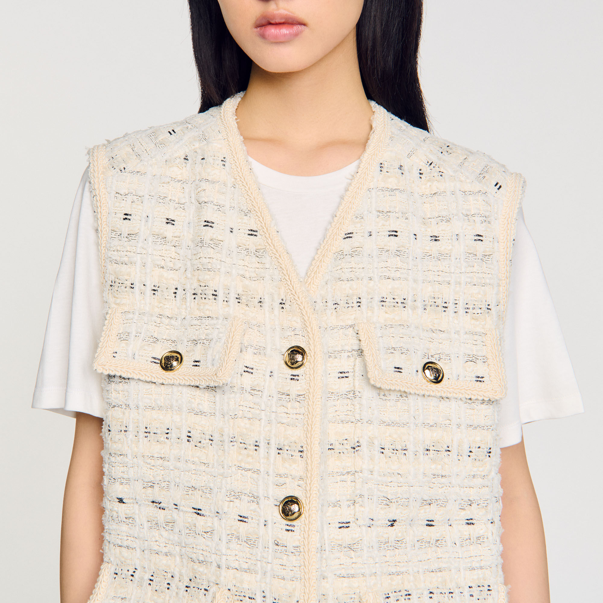Veste sans manches en tweed