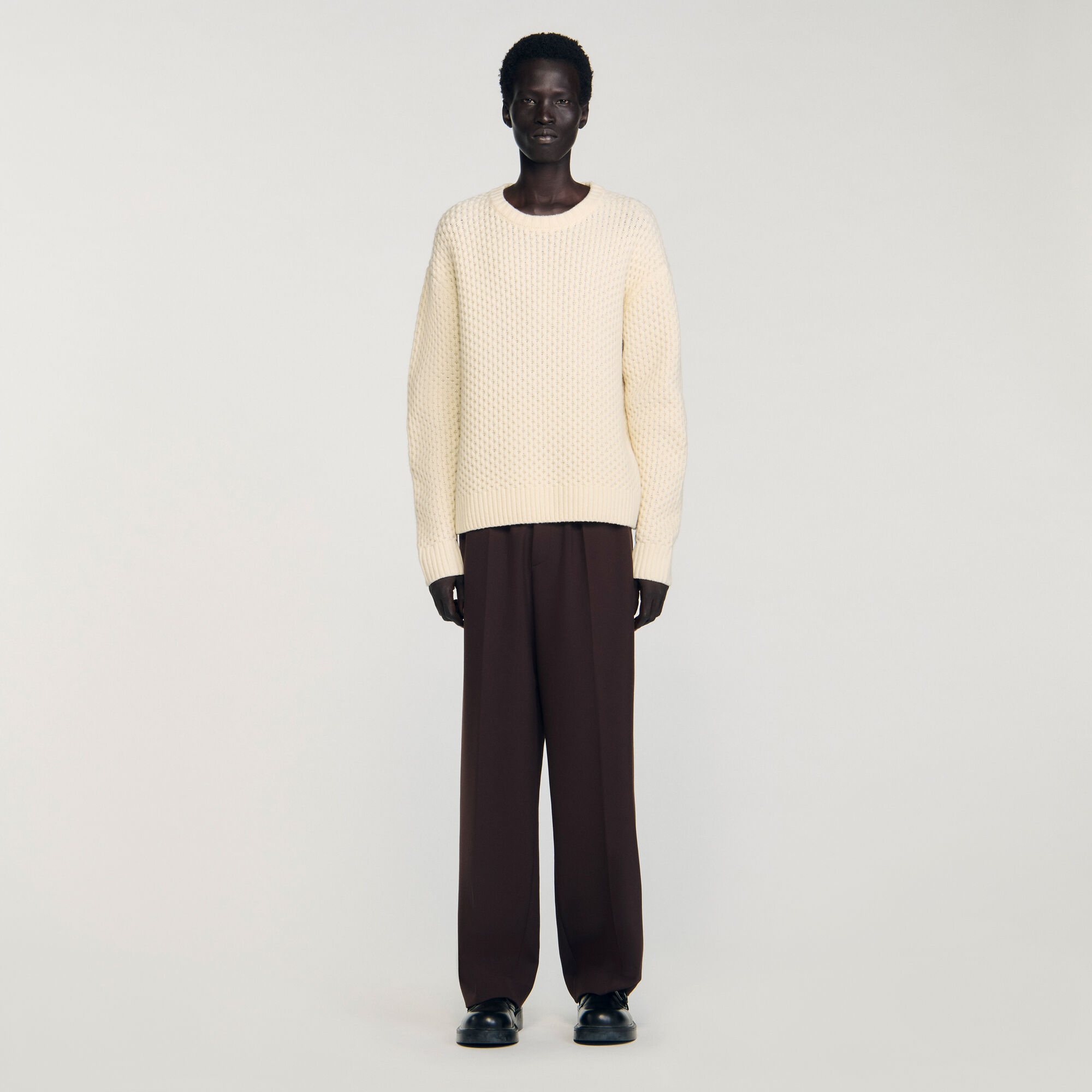 Pull laine point nid d'abeille