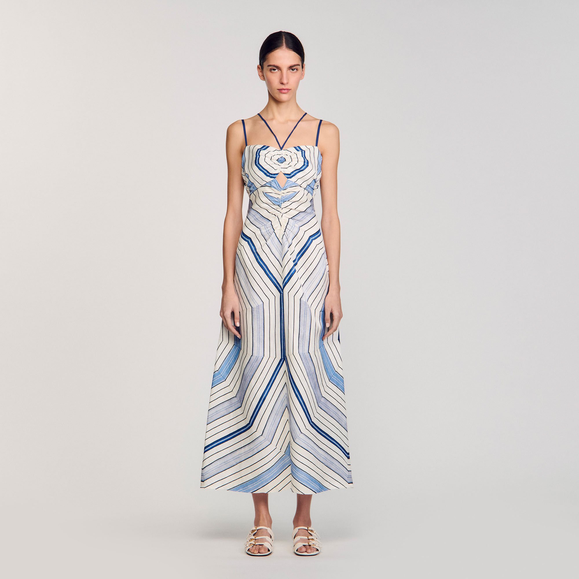 Robe longue à imprimé spirales