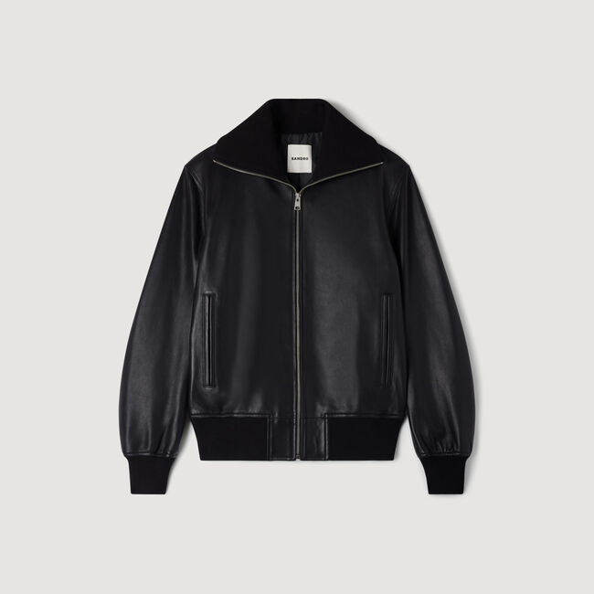 Blouson en cuir zipp&eacute;