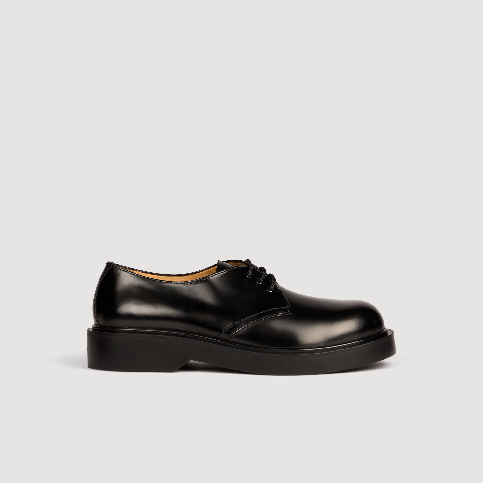 Derbies en cuir glac&eacute;