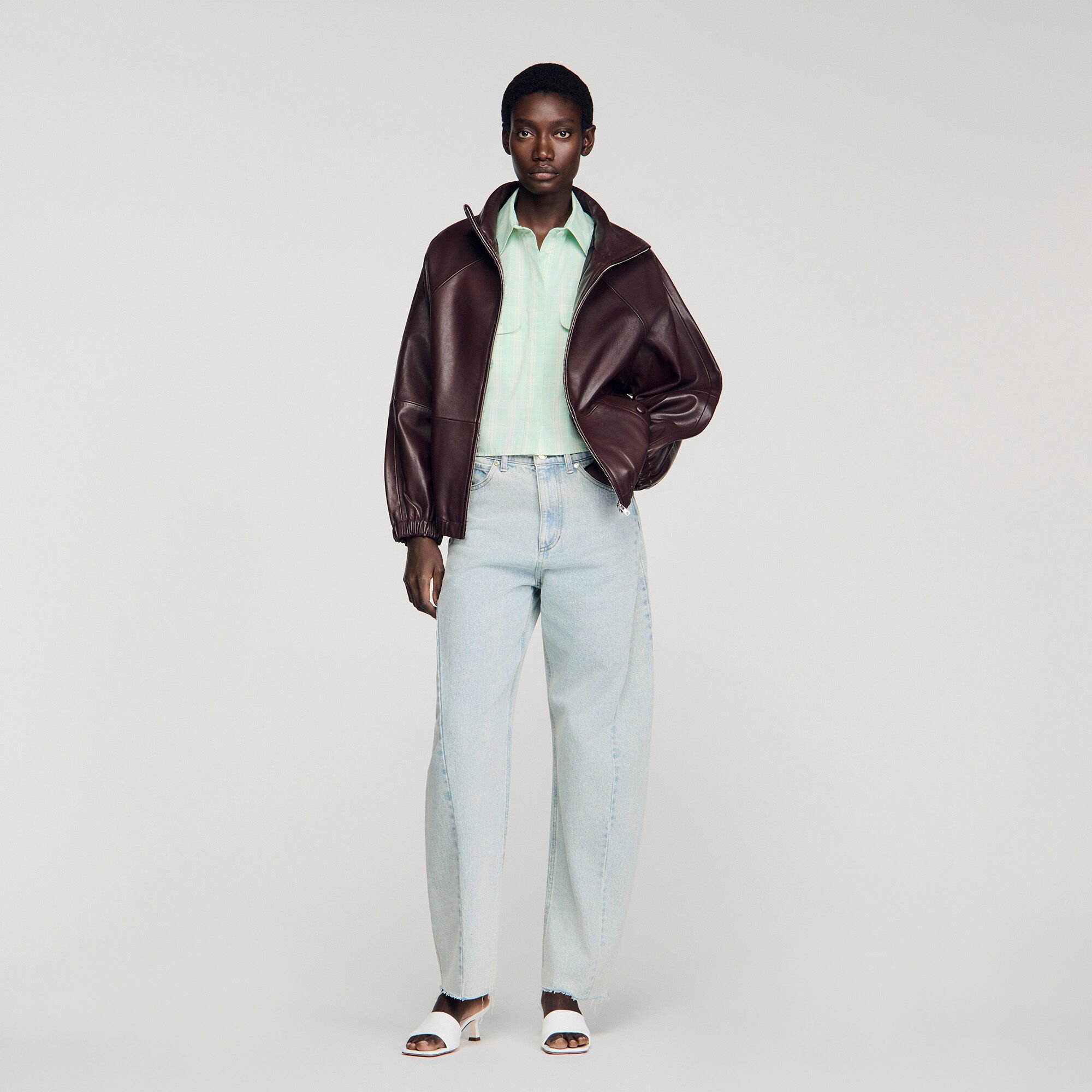 Chemise courte &agrave; carreaux 