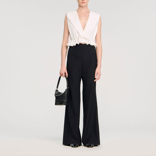 Pantalon de tailleur bande satin&eacute;e - Femme | Sandro Paris