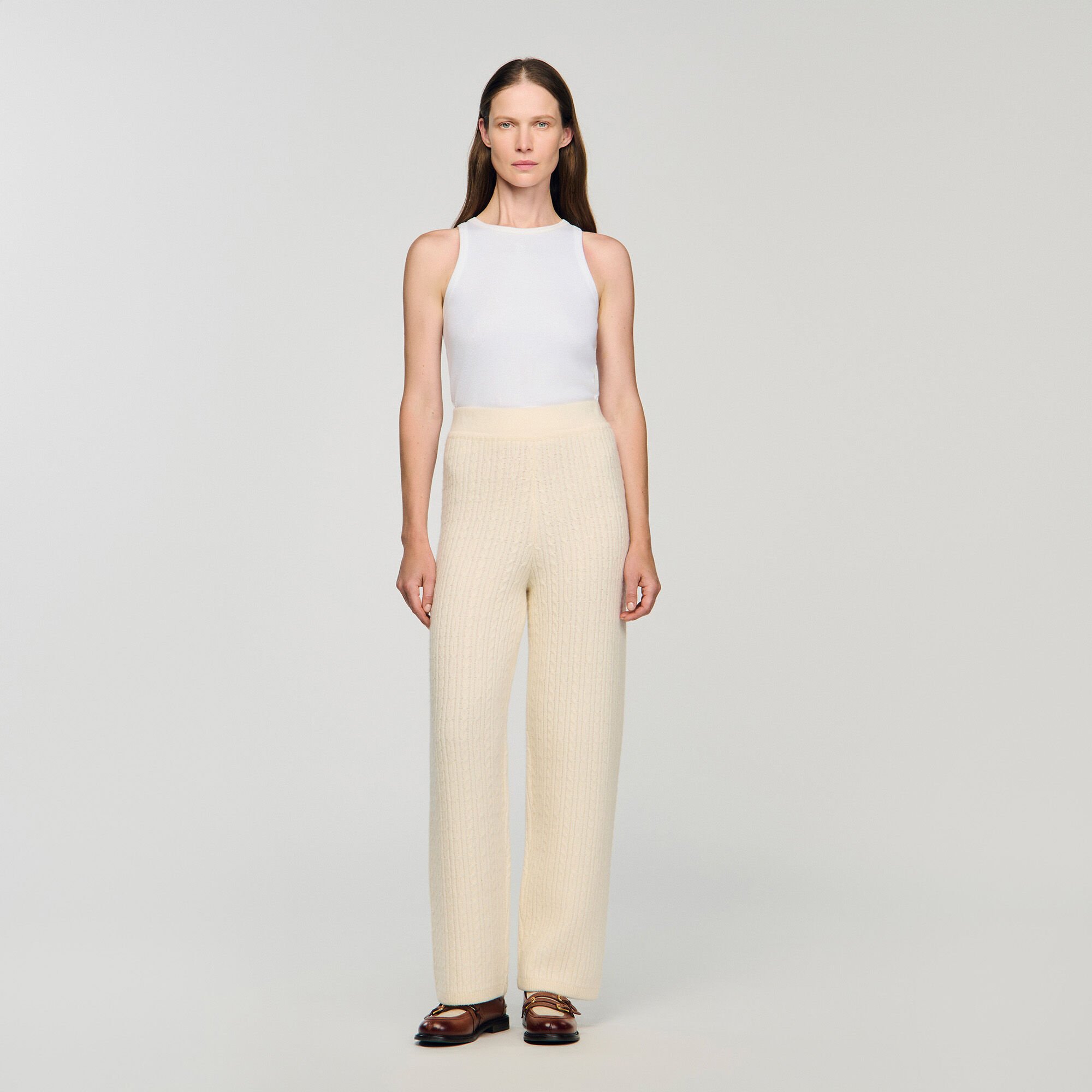 Pantalon en maille à torsades