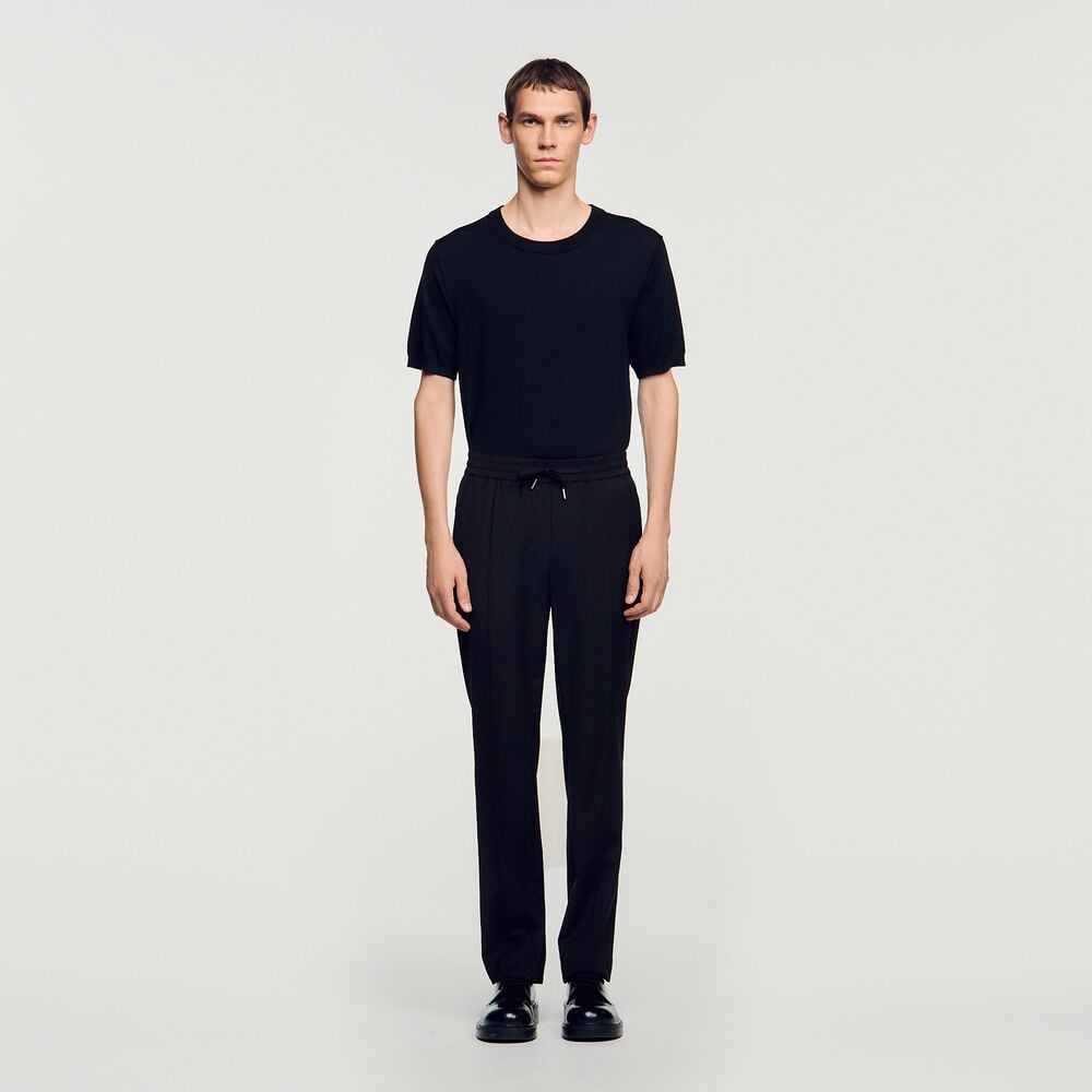 Sandro Pantalon droit élastiqué – Noir – vue 2