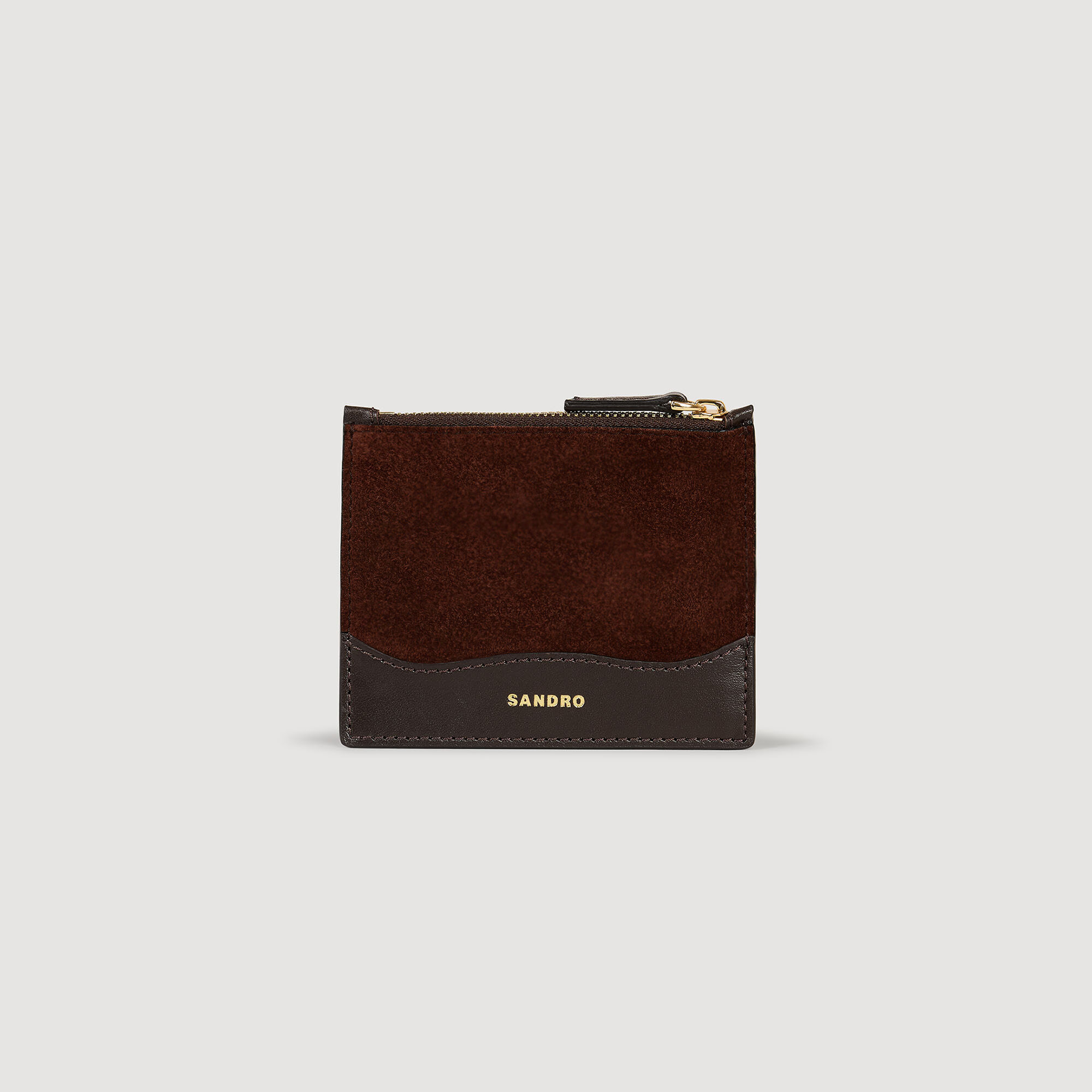 Porte-cartes en cuir et cuir suède