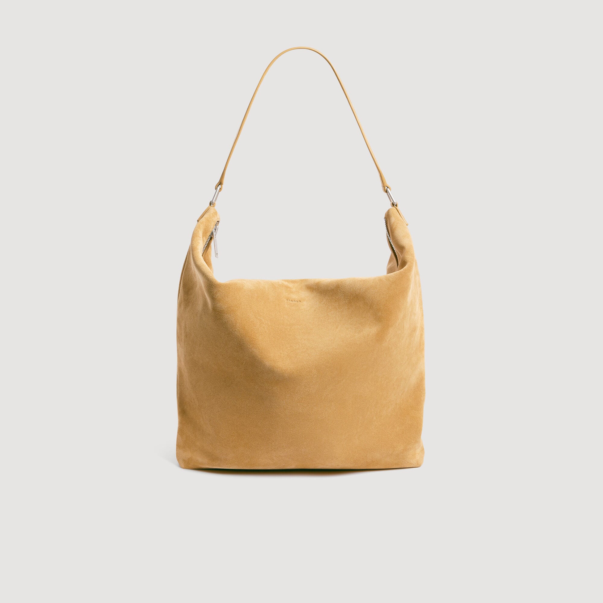 Sac hobo zipp&eacute; en cro&ucirc;te de cuir - Homme | Sandro Paris