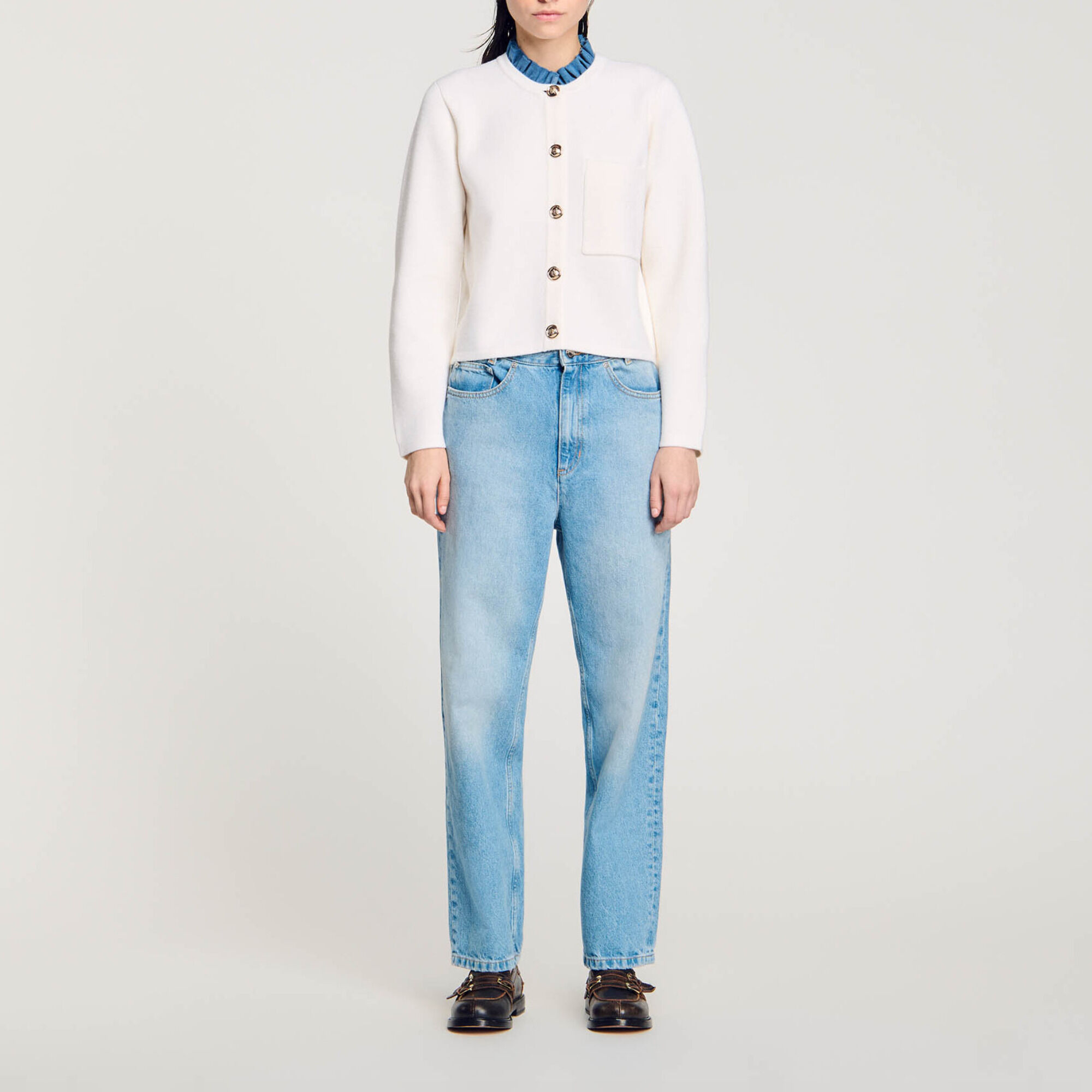Cardigan 2 en 1 &agrave; col volant&eacute; - Femme | Sandro Paris