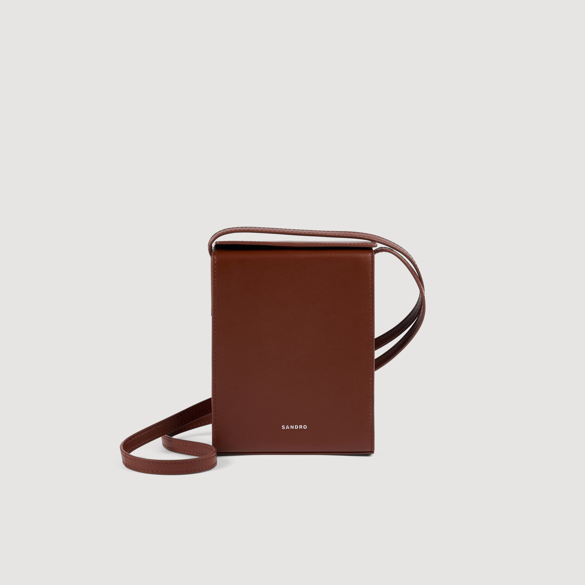 Pochette t&eacute;l&eacute;phone en cuir &agrave; logo