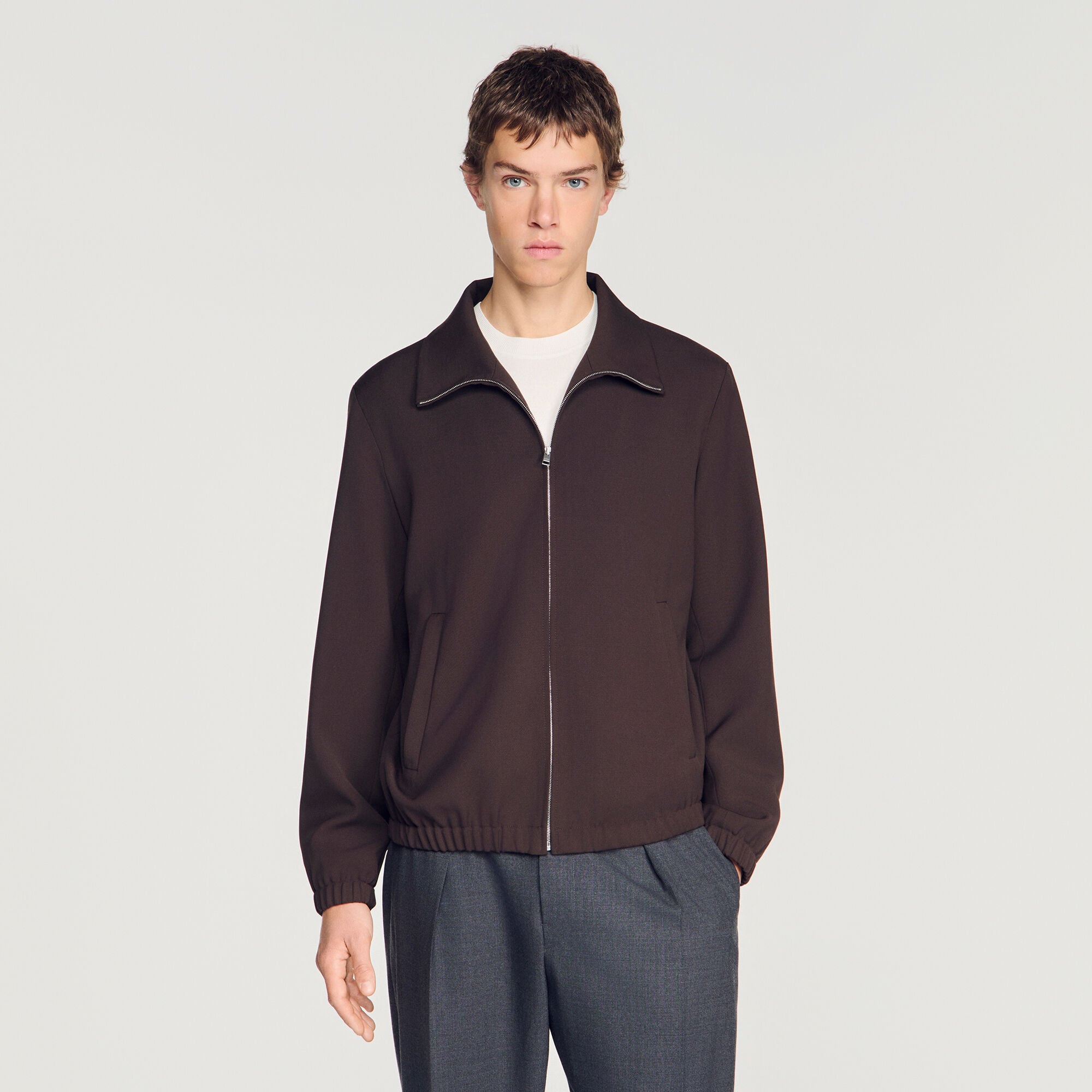 Blouson zipp&eacute; en laine - Mixte | Sandro Paris