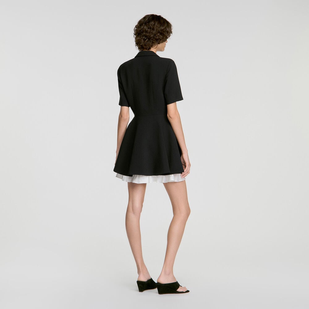 Sandro Robe courte patineuse contrastée – Noir – vue 5