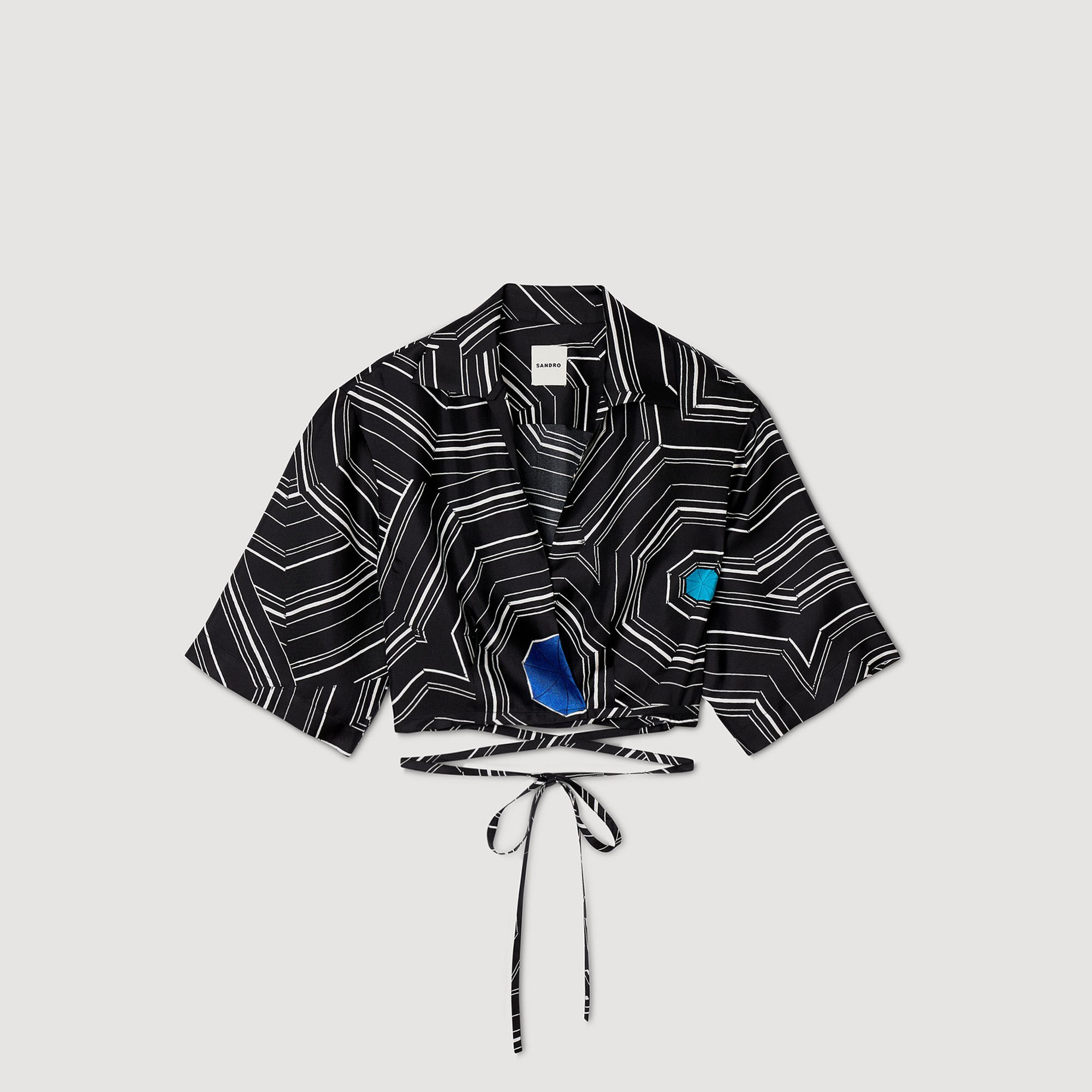 Chemise en soie à imprimé spirales