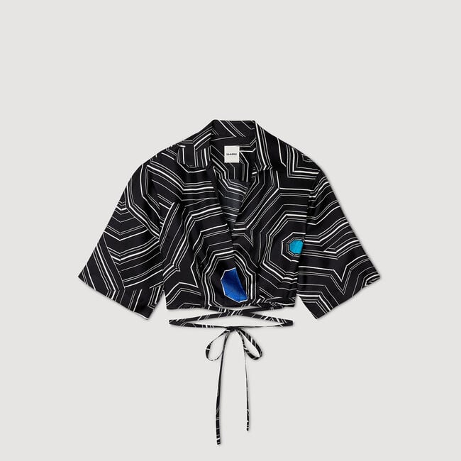 Chemise en soie à imprimé spirales