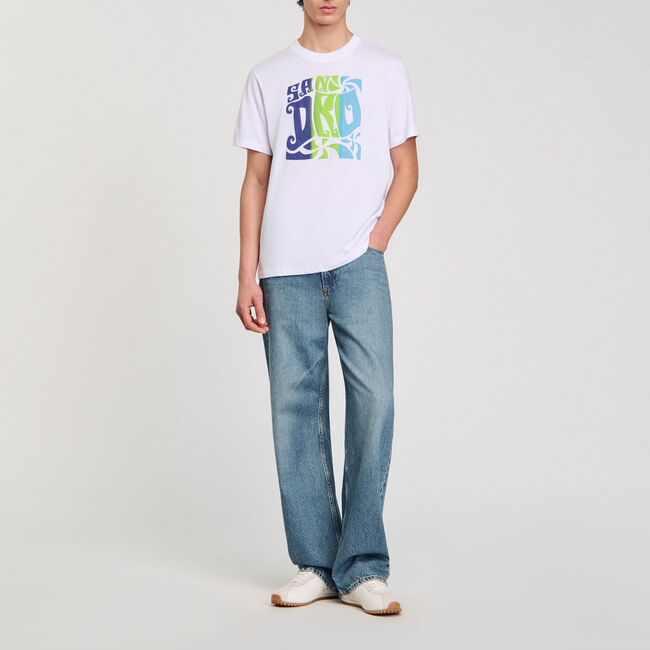 T-shirt en coton &agrave; imprim&eacute; vagues - Homme | Sandro Paris