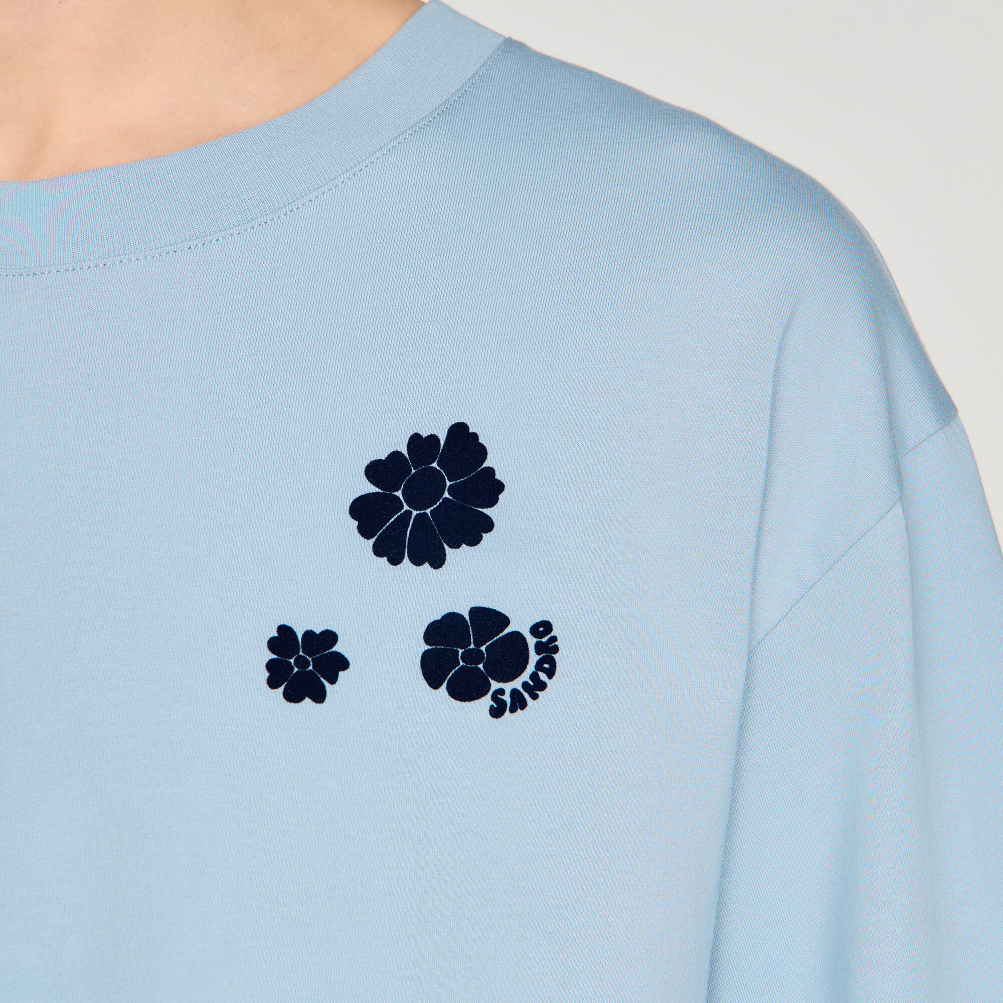 T-shirt en coton imprim&eacute; fleur