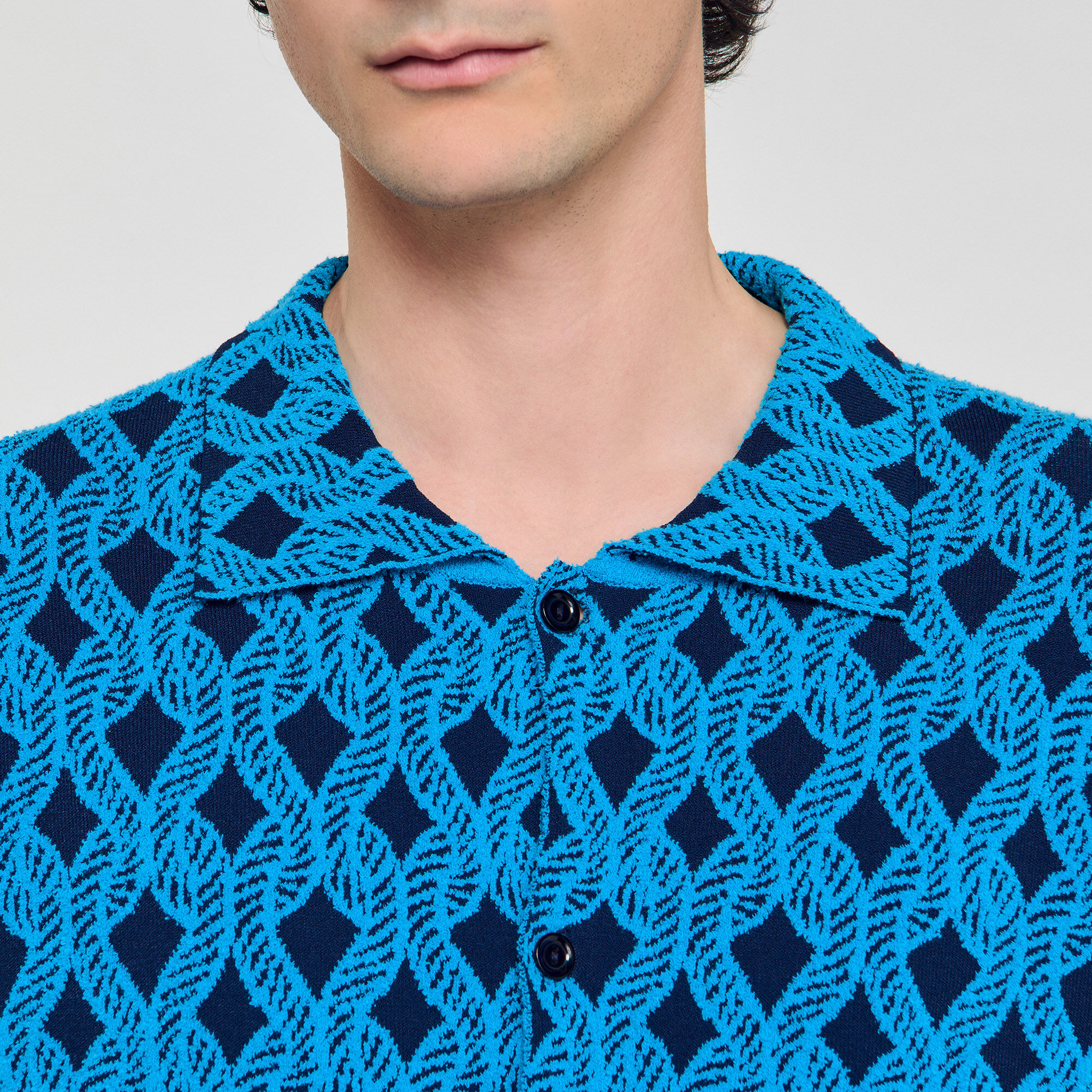 Chemise cardigan à jacquard corde