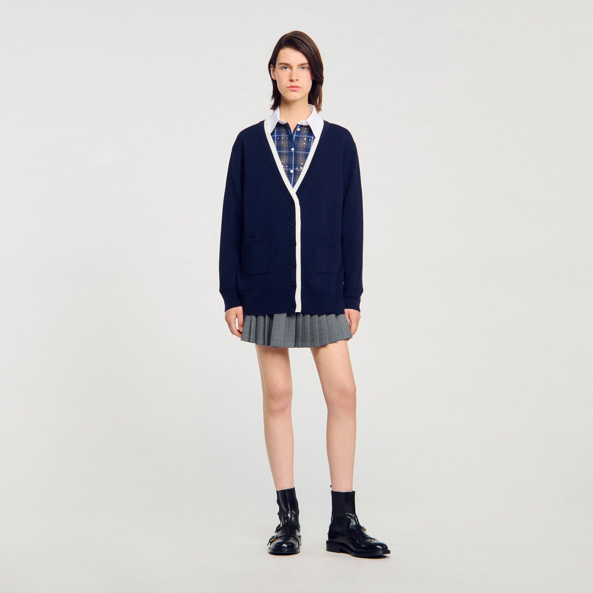 Cardigan long bicolore