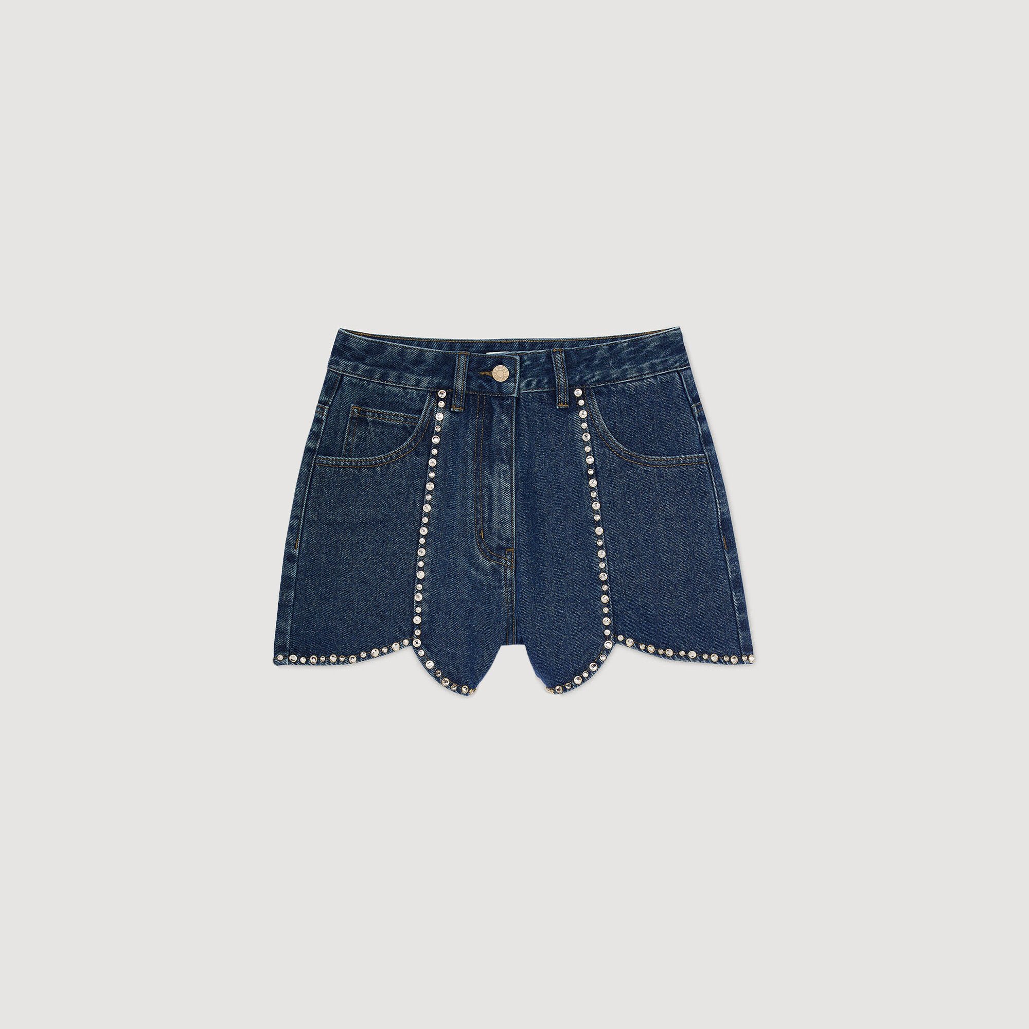 Short en denim strassé