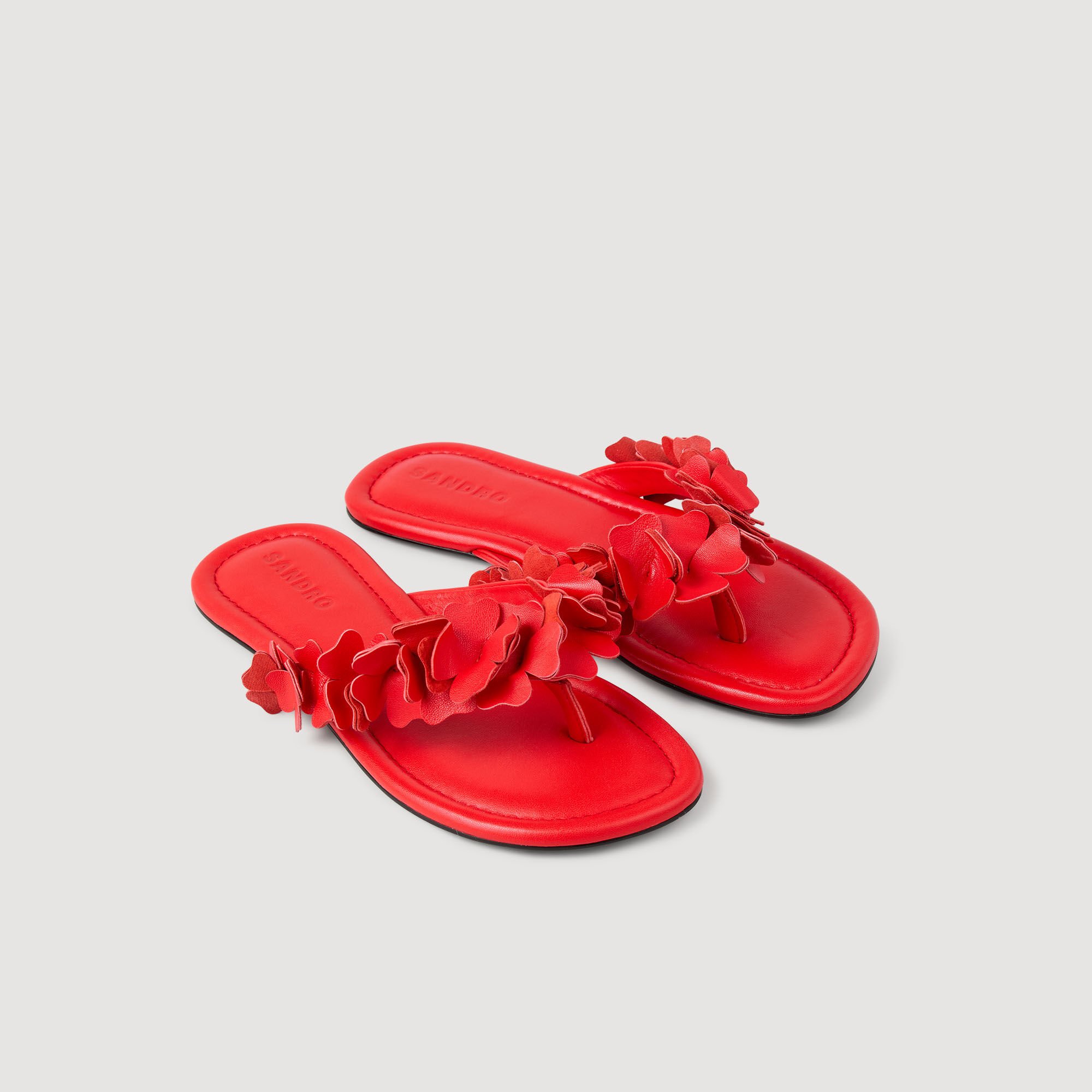 Sandales en cuir à fleurs