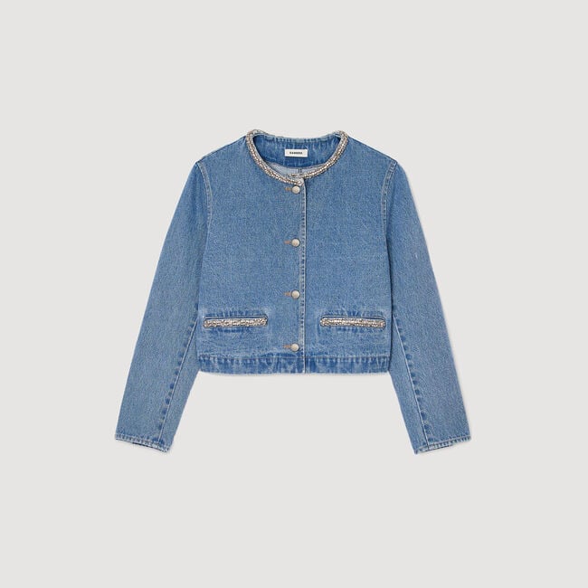 Blouson en denim strassé