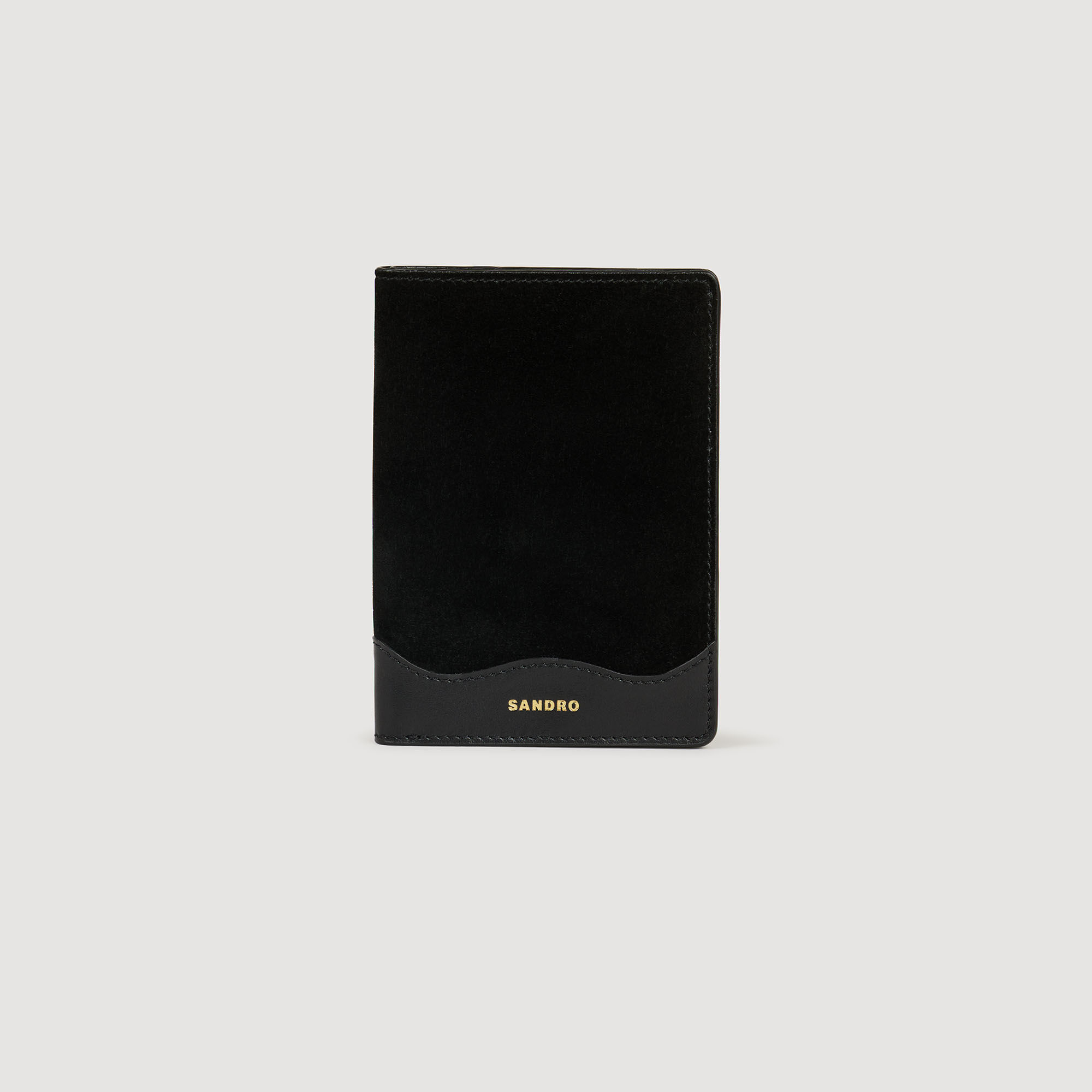 Pochette de passeport en cuir et suède