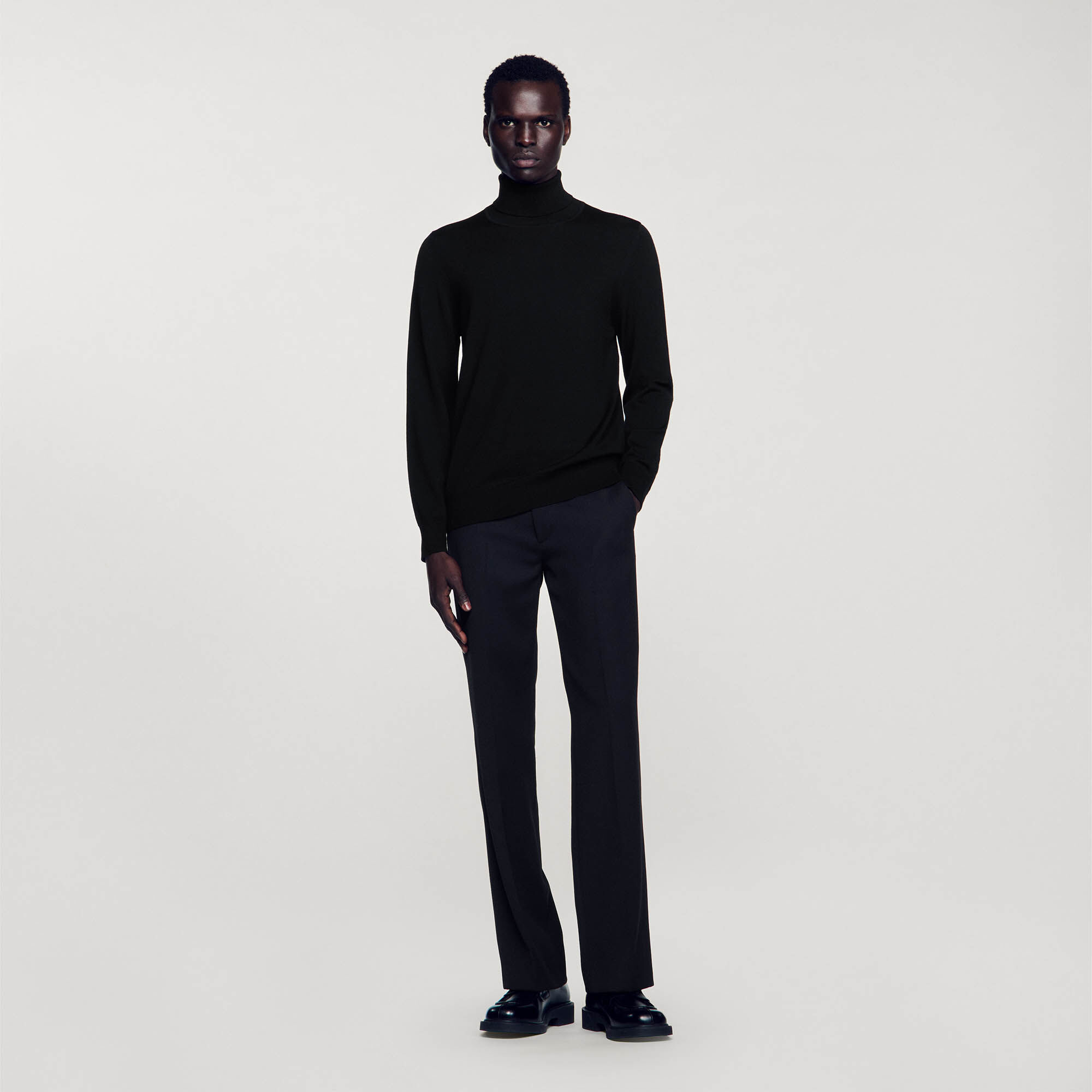 Pull a col roule en laine Homme gris noir pour homme Sandro Paris