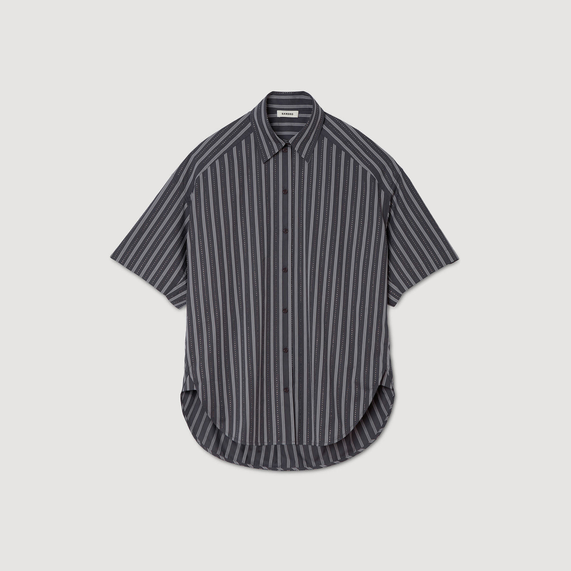 Chemise oversize rayée strassée