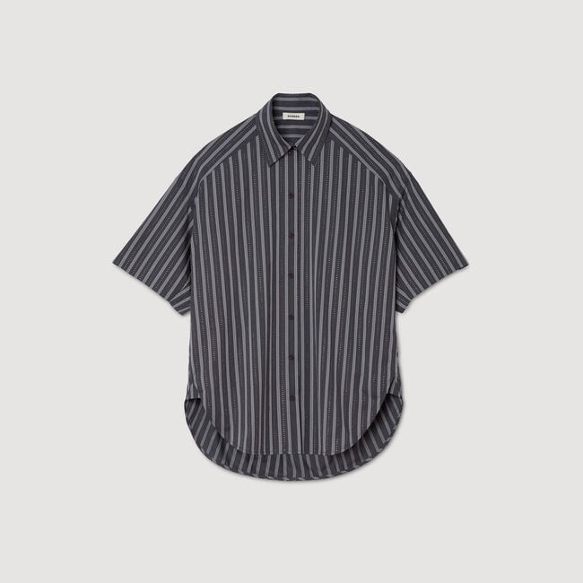 Chemise oversize rayée strassée