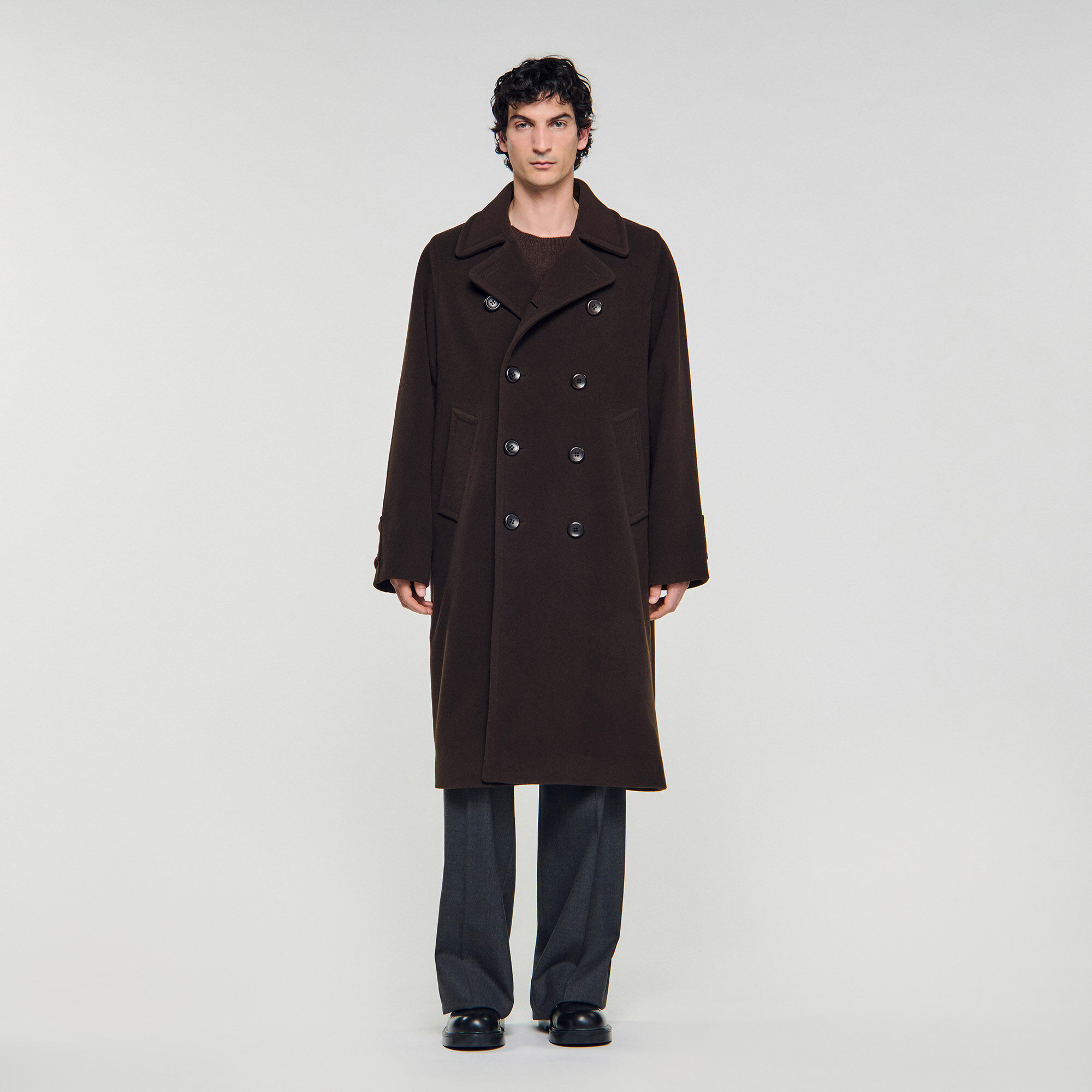 Manteau croisé laine et cachemire