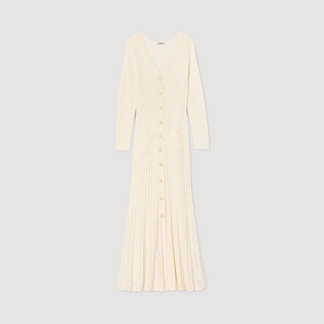 Robe longue en maille fantaisie - Femme | Sandro Paris