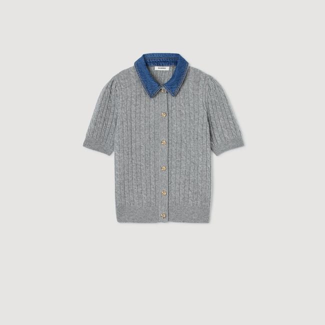 Cardigan à col en denim