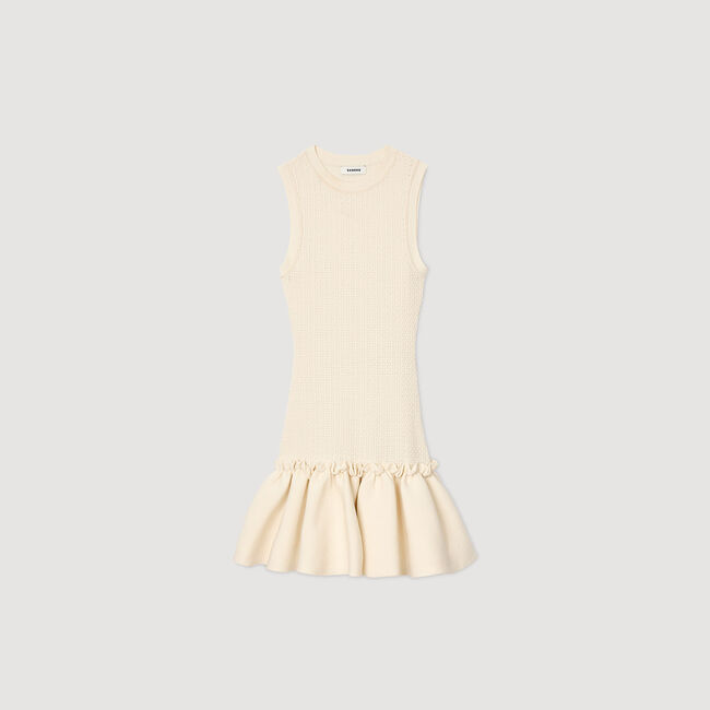 Robe courte en maille à volant