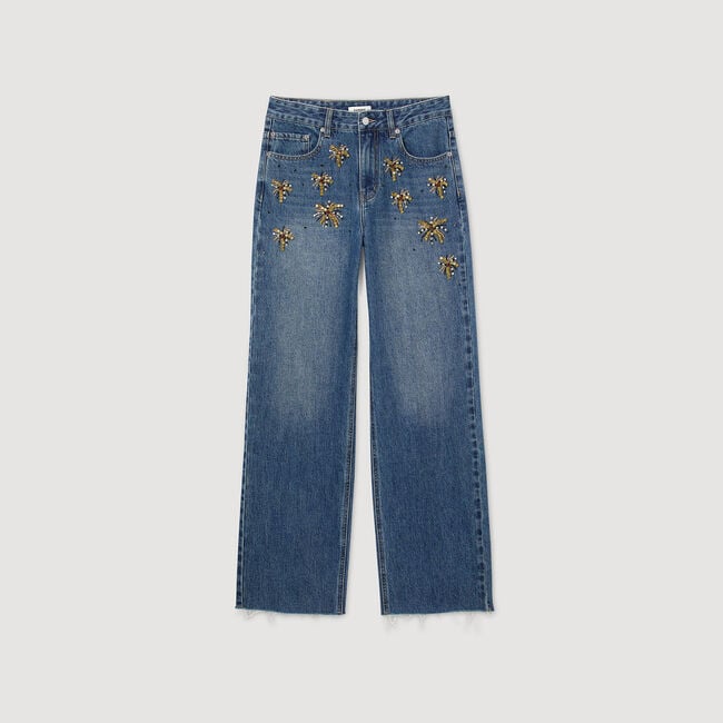 Jean délavé à strass 
