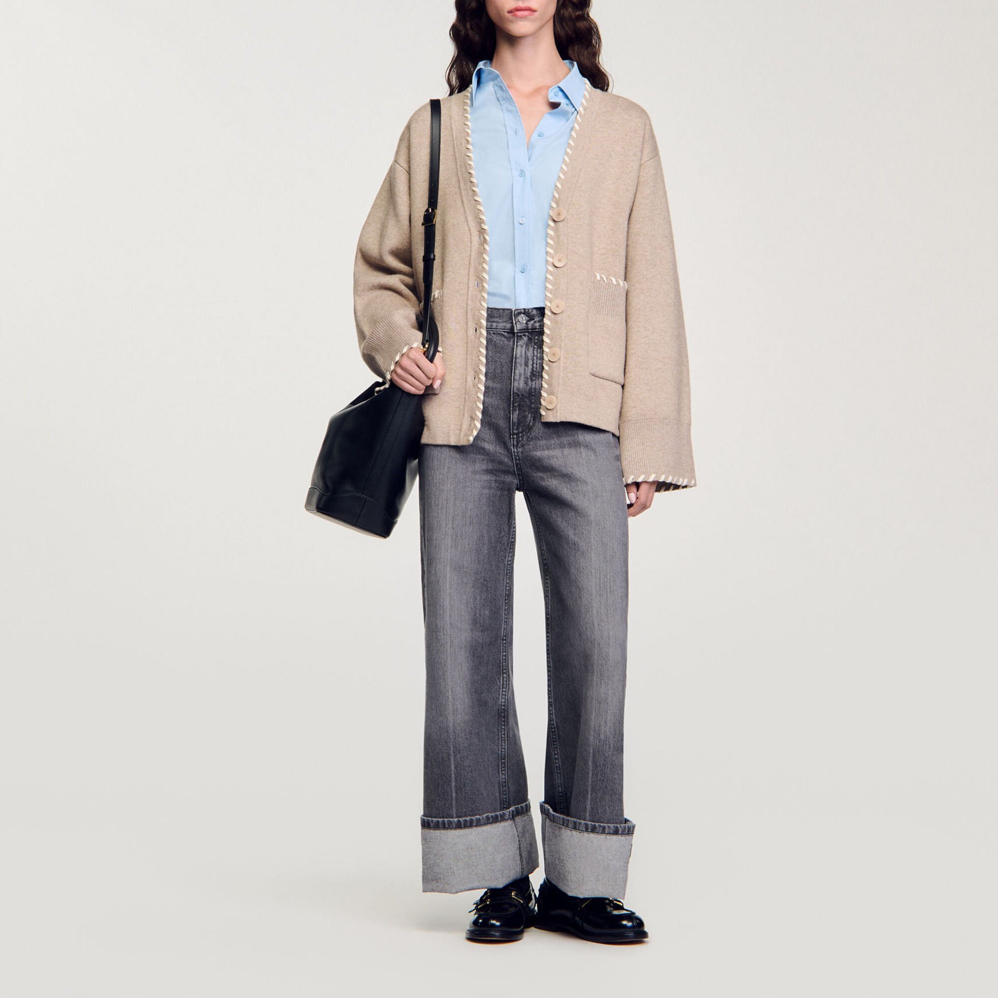 Cardigan à liseré contrasté