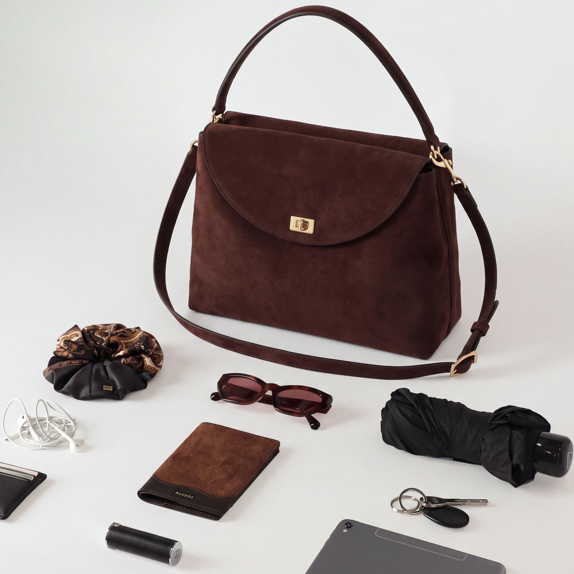 Sac en cuir et su&egrave;de LE GRAND BAZAAR - Femme | Sandro Paris