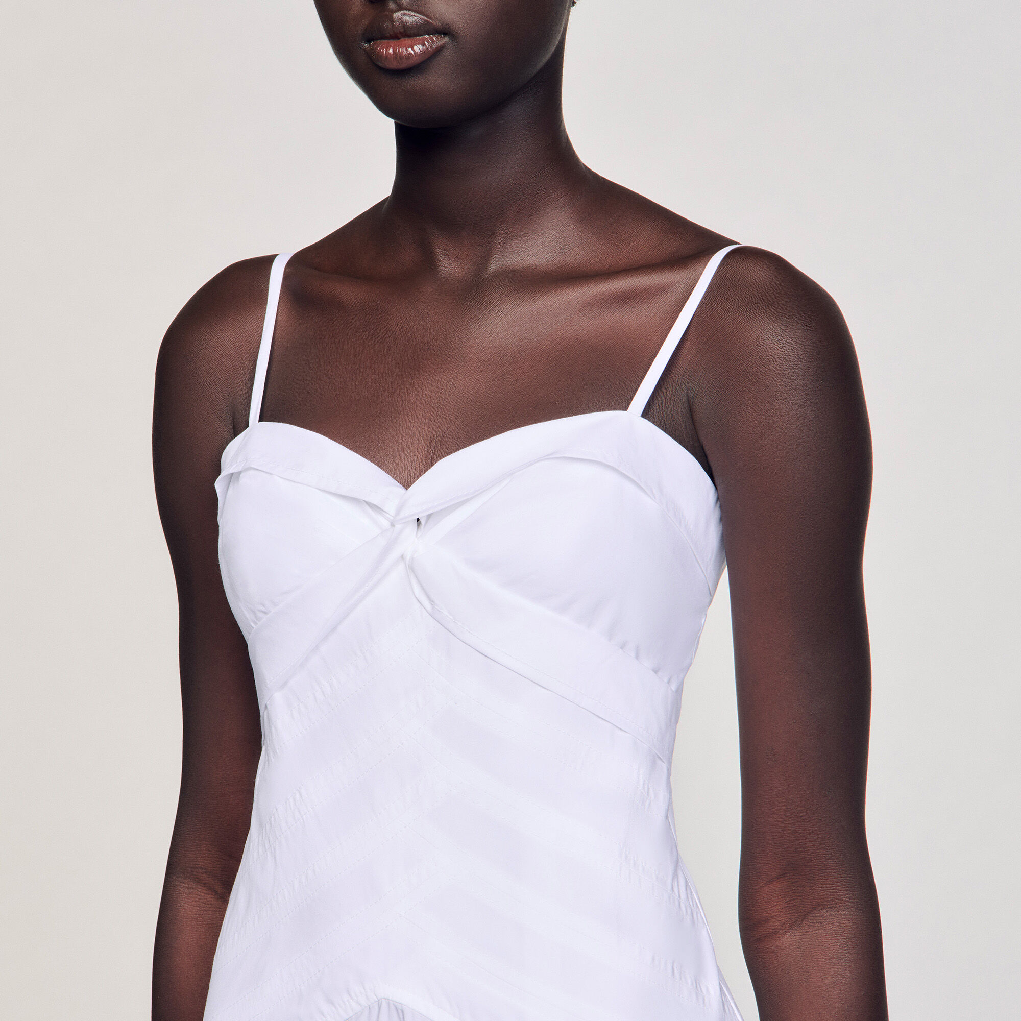 Robe longue à bustier drapé